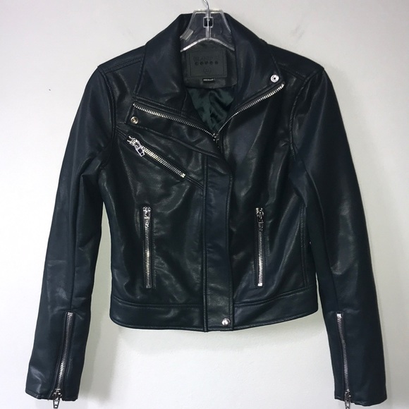 BlankNYC High Collar Vegan Leather Sky Walker Hunter Green Moto Jacket XS - Picture 5 of 16